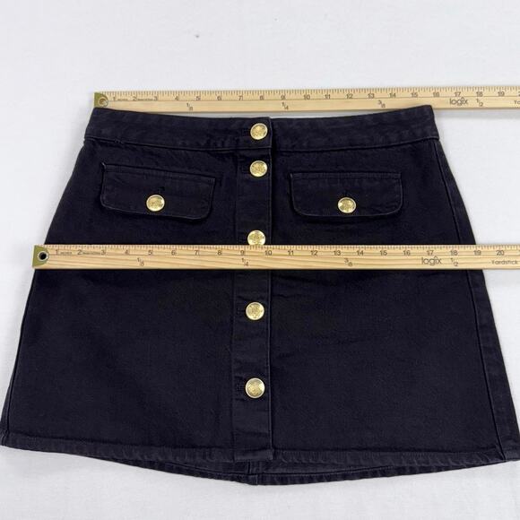 J Crew Women's Button Front Denim Skirt Size 8 Black High Rise Preppy - Picture 10 of 13